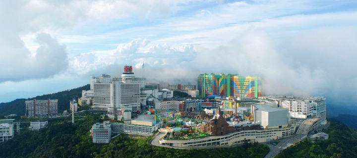 View of resorts world genting from a drone